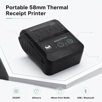 Printer Barcode Thermal Mini 58mm Portabel dengan Baterai Isi Ulang Mesin Pencetak Tagihan Nirkabel Bluetooth untuk Ponsel