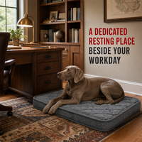 Matelas orthopédique pour chien pour la maison et le bureau, gris matelassé, lit de repos intérieur avec housse ajustée imperméable amovible