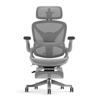 Chaise ergonomique en nylon avec dossier en maille réglable, support lombaire flexible, inclinaison à quatre positions, glissière de siège et repose-pieds pour la maison, le bureau et la chambre