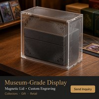 Boîtier de Présentation Moderne en Acrylique Transparent de 5-8mm d'Épaisseur avec Couvercle Magnétique et Gravure Laser Géométrique pour Cartes ETB