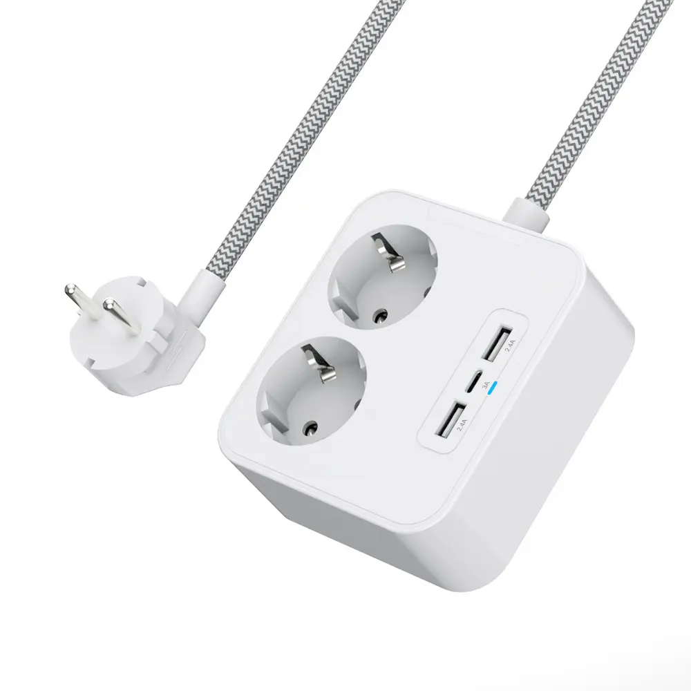 OULIYO EU 2 Outlets USB TYPE C Portable Germany Power Strip Universal EU Travel Extension Socket