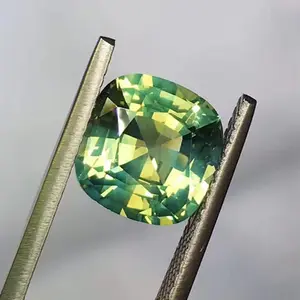 very rare precious loose gemstone for customized jewelry 5.24ct natural velvety yellow green vanadium chrysoberyl