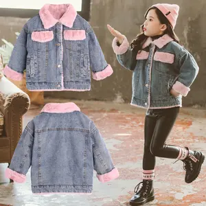 Kids Baby Girls Denim Coat Tops Warm Jacket Winter Warm Children's Denim Coats Outerwear Thick big kids Snowsuits Clothes