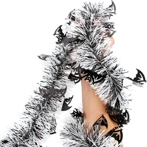 白色和黑色幽灵蝙蝠金属金属丝扭曲花环万圣节配件派对装饰