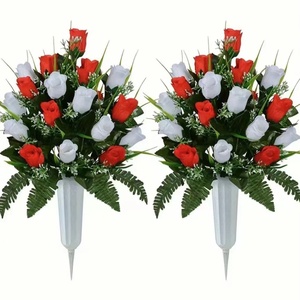 Arreglo Floral Artificial de Rosas para Lápidas de <span class=keywords><strong>Cementerio</strong></span>, Decoración <span class=keywords><strong>con</strong></span> <span class=keywords><strong>Flores</strong></span> de Seda para Decoración del Hogar y Accesorios de Fotografía - Product Image 1