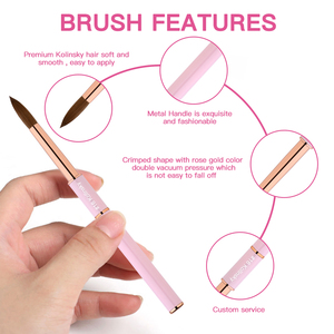 Mango de Metal profesional Kolinsky <span class=keywords><strong>2022</strong></span>, pinceles acrílicos puros, pelo grueso prensado, color rosa, 100% - Product Image 6