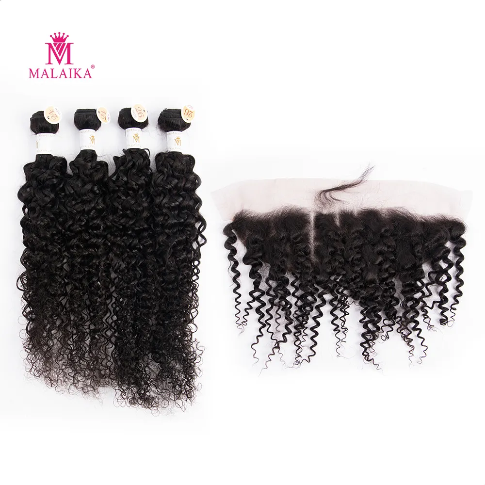 MALAIKA 4 + 1 ด้านหน้า Jerry CURLY 100% hair Human hair สานข้อเสนอ