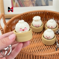 Porte-clés original en forme de petite cage de simulation, petit pendentif, motif de dessin animé, décorations à suspendre pour sac à dos, anti-stress