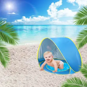 Baby Strandtent Kinderen Waterdicht Pop-Up Zonnescherm Uv-Bescherming Sunshelter Met Zwembad Kind Buiten Camping Zonnescherm