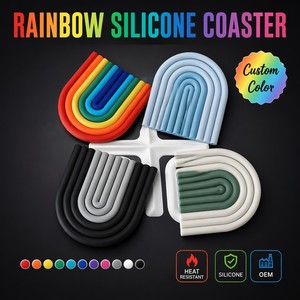 Heat Resistant Pan Pads Hot Dishe Pot Holders Cute rainbow Custom Silicone Silicon Rubber Pvc <strong>Table</strong> Placemat <strong>Coaster</strong> for Drink - Product Image 1