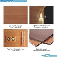 Cabina de Sauna Eléctrica de Lujo para Exteriores SR1C002 para 5-6 Personas, Construcción de Madera de Hemlock, Vidrio Templado Marrón, Control por Computadora