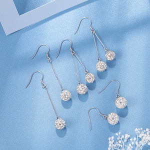 Joyería <span class=keywords><strong>de</strong></span> moda <span class=keywords><strong>de</strong></span> lujo, pendientes <span class=keywords><strong>de</strong></span> tuerca con diamantes <span class=keywords><strong>de</strong></span> imitación, Pendientes colgantes <span class=keywords><strong>de</strong></span> bola <span class=keywords><strong>de</strong></span> cristal <span class=keywords><strong>de</strong></span> <span class=keywords><strong>Plata</strong></span> <span class=keywords><strong>de</strong></span> Ley 925 para mujer - Product Image 4