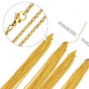 Cadena de Singapur Trenzada de Acero Inoxidable Plateado y Dorado de 18k para Colgante de Medallón Flotante - Product Image 1