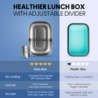 Vente en gros de boîtes à lunch bento en acier inoxydable 304, étanches, à 2 compartiments, personnalisables