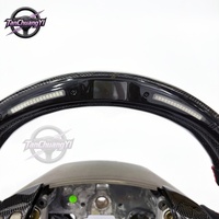 Setir Kemudi Serat Karbon Hitam Gloss LED Custom dengan Grip, Kulit Halus Hitam untuk Mazda 6 2006