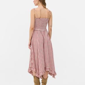 Vestido sin mangas con cuello Halter Maxi de celosía asimétrica informal natural dulce para mujer con estampado Digital - Product Image 5