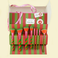 Ensemble de pinceaux de maquillage de voyage professionnel pour artistes forme plate joues de laine personnalisables lèvres surligneur rasage cadeau de noël