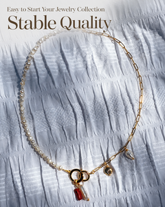 Collier personnalisé à faible MOQ en acier inoxydable plaqué or avec perles baroques d'eau douce et breloque pour les marques DTC <span class=keywords><strong>de</strong></span> <span class=keywords><strong>bijoux</strong></span> - Product Image 4