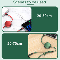 Tren baru kabel Usb dapat ditarik 3 in 1 fleksibel 20cm sampai 120cm kabel pengisi daya cepat untuk ponsel