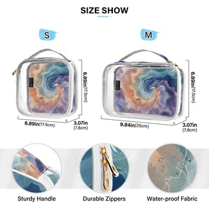 Custom TieDye Transparent Waterproof <b>Small</b> Clear Makeup Bag 2-pack Sets Transparent Clear PVC Zipper Closure Travel Toiletry Bag - Product Image 3