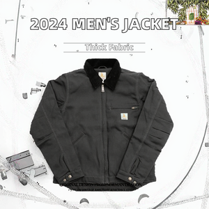 2024 Wholesale Vintage Sporty Worker <b>Jacket</b> Loose Fit Solid Front Logo Stand Collar <b>Canvas</b> Zip Closure Autumn Utility - Product Image 3