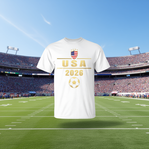 Camiseta de Fútbol USA 2026, Diseño Blanco y Dorado, Ropa para Fanáticos del Equipo USA 2026 - Product Image 3