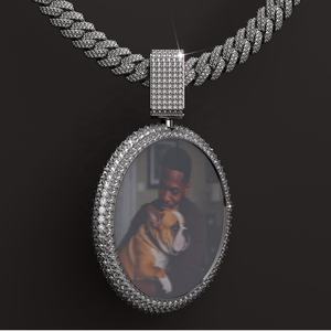 Liontin foto emas 9K/10K/14K/18K kustom-bingkai Hip Hop DIY, berlian Lab, Kalung Rapper pria kustom - Product Image 1