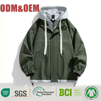 Personnalisation de haute qualité Plus Sizer Cartoon Printed Graphic Lightweight Bomber Jacket Drawstring Hooded Jacket pour hommes