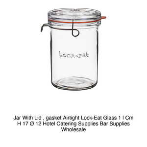 Barattolo in Vetro 1 L H 17 cm Ø 12 cm con Coperchio e Chiusura Ermetica Lock-Eat <span class=keywords><strong>Bormioli</strong></span> Rocco - Product Image 2