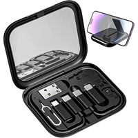 Cable de Datos USB Multifuncional de 60w 3A, Carga Rápida 6 en 1, Kit de Cable de Carga USB C con Espejo, Adaptador de Viaje para Teléfono