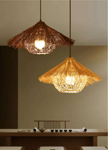 Lampe suspendue en rotin tressé artisanal moderne, <span class=keywords><strong>abat</strong></span>-<span class=keywords><strong>jour</strong></span> en bambou et bois, éclairage rétro <span class=keywords><strong>pour</strong></span> la maison, lustre suspendu tissé - Product Image 2