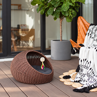 Lit pour animaux de compagnie en rotin PP lisse, nid pour animaux de compagnie, lit pour chat avec coussin, de haute qualité, tissé à la main, amovible, lavable, maison pour animaux de compagnie pour toutes les saisons