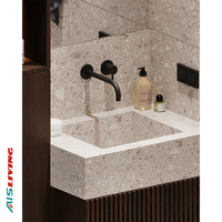 Meja Rias Kamar Mandi Modern Mewah dengan Cermin LED, Material Pintu Akrilik, Permukaan Lacquer, Terpasang di Lantai, Termasuk Keran