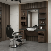 Miroir de Barbier Commercial de Luxe Moderne en Bois Véritable, Réglable, Élégant et Durable avec Piétement Métallique – Modèle 316 – Mobilier de Salon de Coiffure