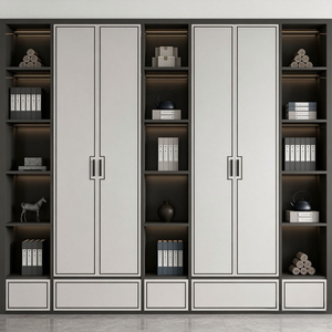 Estantería Combinada de Estilo Moderno BALOM, Estantes Abiertos, Diseño de Armario Cerrado, Luz Ambiental LED, Mueble de Almacenamiento de <span class=keywords><strong>Libros</strong></span> <span class=keywords><strong>para</strong></span> el Hogar - Product Image 1