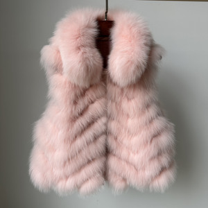 Hot Sale Pink Real Fox Fur <strong>Waistcoat</strong> Women Elegant Genuine Fur Vest Gilet Lady Sleeveless Fur Coat Jacket - Product Image 1
