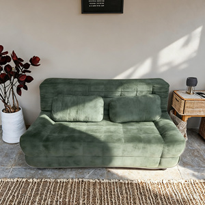 Canapé convertible deux places, forme carrée, vert, coussin à ressorts confortable, design moderne, pour appartement/villa, hôtel, chambre/salon - Product Image 1