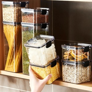 Frasco Cuadrado Transparente Hermético para Conservación de Alimentos en la Cocina, Frascos de Plástico Transparente de Grado Alimenticio - Product Image 5