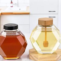 Honig glas mit Schöpf löffel und Deckel abdeckung Klarer Bienenstock Honig topf Handgemachte Glas Honig gläser für die Küche zu Hause