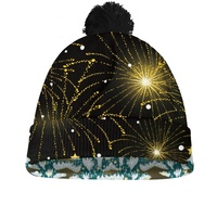 Gorros de Navidad de lana con pompón y logotipo personalizado al por mayor, gorros de Papá Noel unisex para niños, gorros de fiesta de poliéster, forro polar suave y grueso