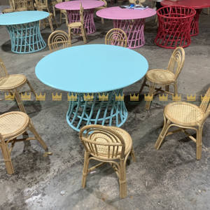 Prix d'usine Table pour enfants en rotin et en osier pour fête d'événement Chaise en rotin coloré pour enfants écologique - Product Image 2