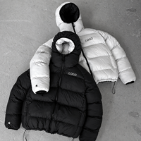 Veste matelassée en nylon à capuche personnalisée avec logo streetwear, veste d'hiver pour l'extérieur, réversible, imperméable, rembourrée en duvet