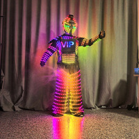 Costume de robot Tron LED pour la danse, avec guêtres et gants laser, idéal pour Halloween, les clubs, les fêtes de remise de diplômes et les événements cosplay - Nouveauté d'usine
