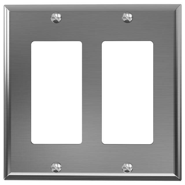 ELEGRP Decorator Metal Wall Plate, 2-Gang Corrosion Resistant Stainless Steel Decor Outlet Cover, Switch Plate