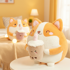 Porte-clés en peluche Kawaii mignon de 10 cm, adorable chien Corgi, jouet en peluche doux, coussin en peluche, cadeau amusant, sac à boisson thé au lait - Product Image 3