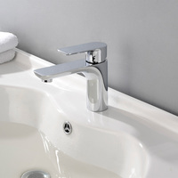 Robinet de lavabo de salle de bain en chrome poli, en laiton massif, à levier unique, à monter sur le plan, mitigeur d'évier eau chaude et froide