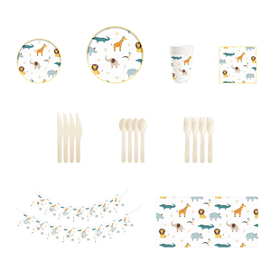 Ensemble de gobelets et d'assiettes en papier sur le thème des animaux DAMAI, vaisselle pour fête d'anniversaire d'enfants, design de dessin animé lion, girafe, ours - Product Image 3