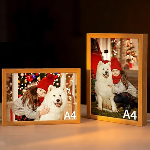 Espejo con Luz LED, Lámpara de Estilo Espejo, Cuadro Luminoso, Marco de Fotos Iluminado para Mesita de Noche, Luz Ambiental, Luz de Fotografía con Resplandor - Product Image 1