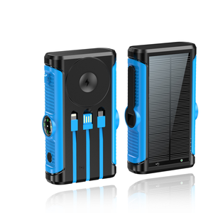 Banque d'alimentation <span class=keywords><strong>solaire</strong></span> 20000mAh, 3-en-1 avec câbles intégrés + boussole, <span class=keywords><strong>batterie</strong></span> <span class=keywords><strong>externe</strong></span> haute capacité pour téléphones, camping, <span class=keywords><strong>randonnée</strong></span> - Product Image 1