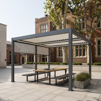 Pergola motorisée JIAKE en aluminium gris anthracite, à lames orientables, thermolaquée, résistante à la pluie, pour jardin européen, potager, cour